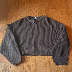 Divided Chocolate Brown Ribbed Sweater